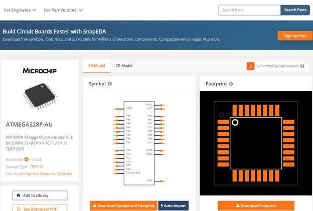 SnapEDA part example Microchip