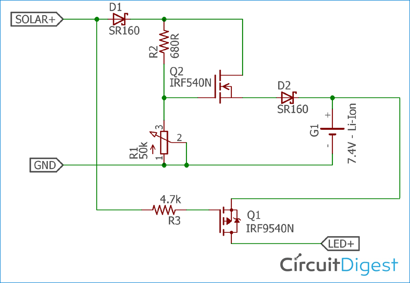 Solar Powered Automatic Garden Light Circuit Diagram Solar Powered Automatic Garden Light Circuit Diagram