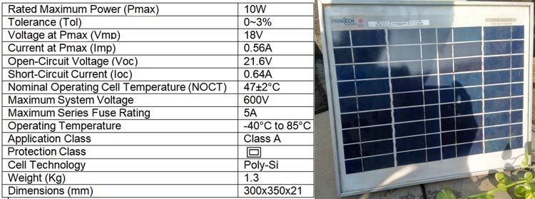 Solar Panel Specification Solar Panel Specifications