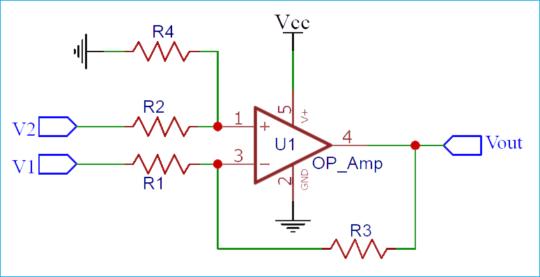 Circuit Schematic for Simple Differential Amplifier