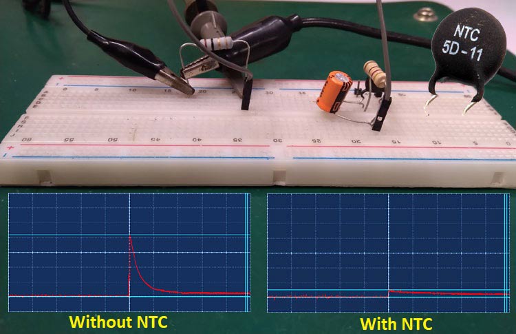 使用NTC热敏电阻限制浪涌电流