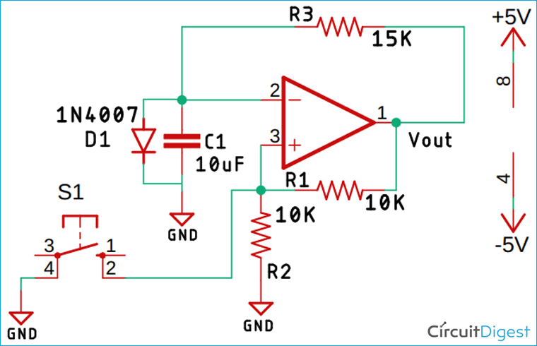 Op-amp based Monostable Multivibrator Circuit