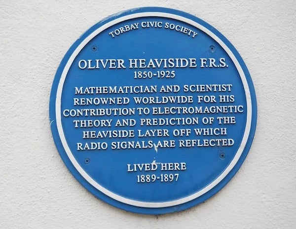 A plaque by the Torquay Civic Society placed in honor of Oliver Heaviside