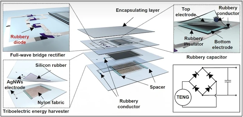 A schematic of the rubbery power management system