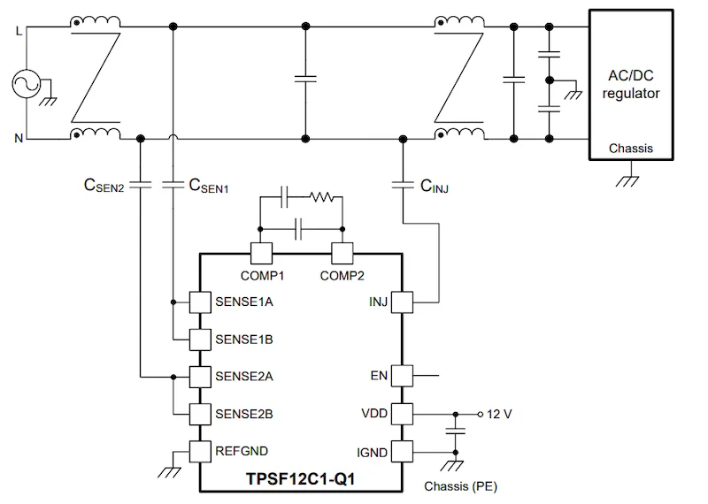 A simplified schematic using the TPSF12C1-Q1