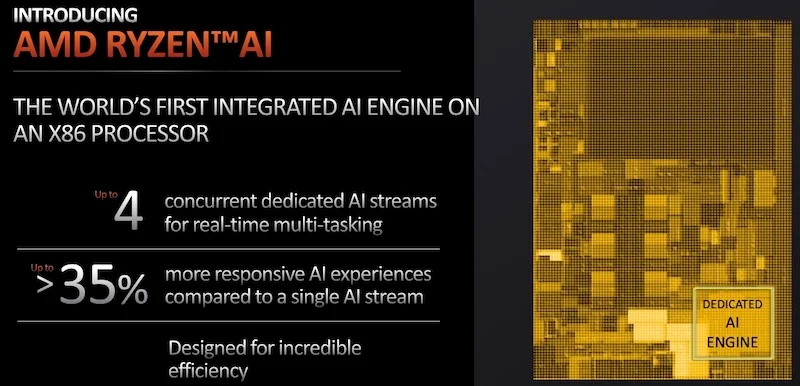 AMD Ryzen AI is what the company claims is the first dedicated AI engine on an x86 processor.