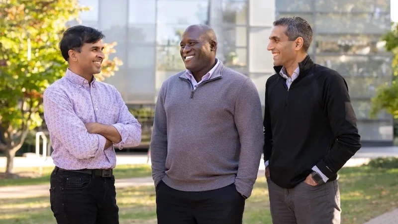 EnCharge AI founders, from left to right, Kailash Gopalakrishnan, Ph.D., Echere Iroaga, Ph.D, and Naveen Verma, Ph.D.