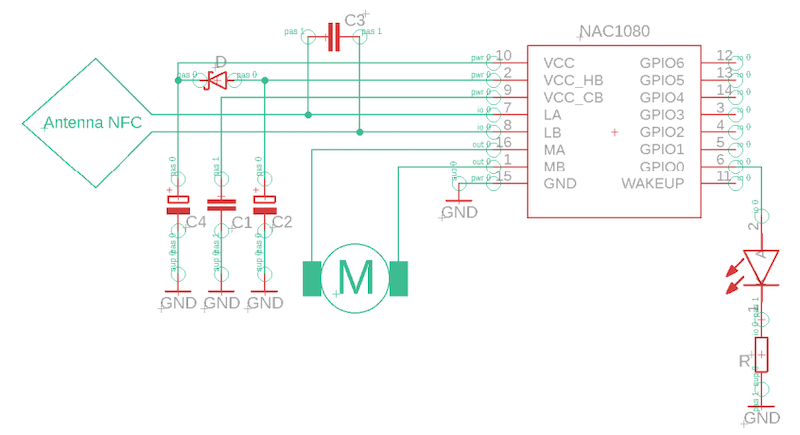 Example schematic of a NAC1080 smart lock system