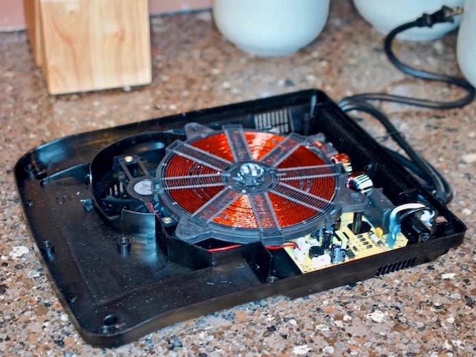 From the teardown project, shown here is the cooktop with the top removed.