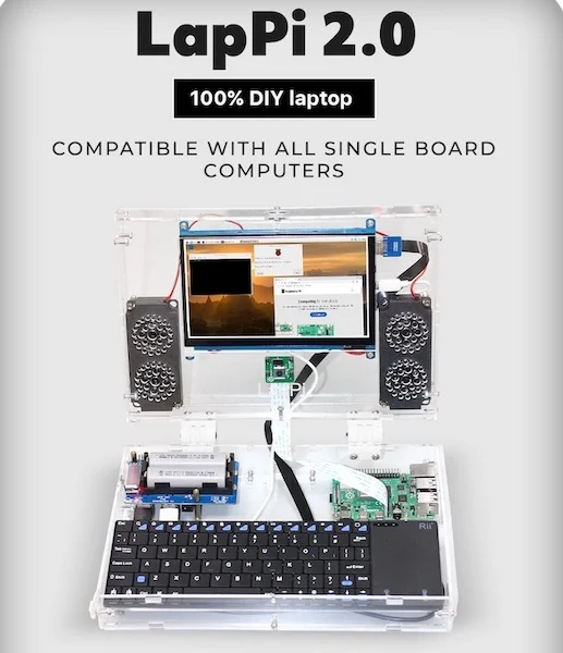 The LapPi 2.0 claims to be a 100% DIY modular laptop compatible with all single board computers.