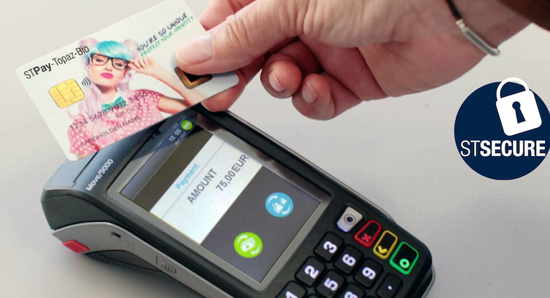 ST’s MCUs are at the heart of its secure STPay-Topaz-Bio platform for biometric payment cards.