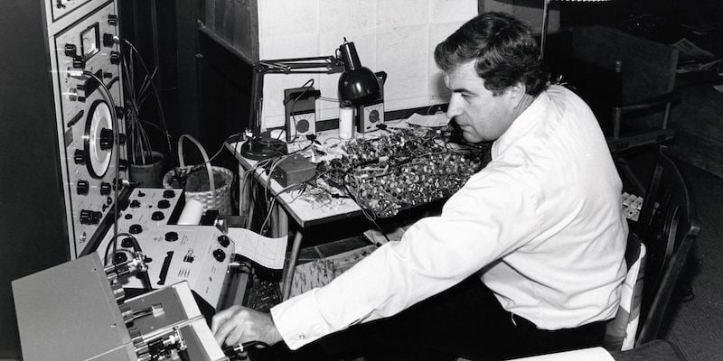 Ray Dolby at work in his lab.