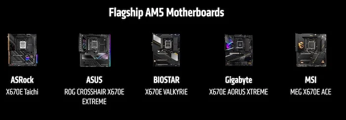 AMD's newly announced motherboard lineup.