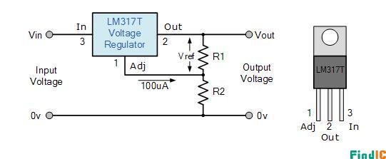 LM317T可变电压稳压器