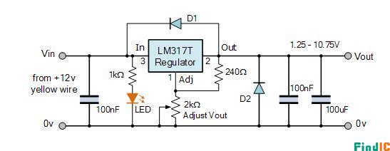 LM317T可变电压电源电路