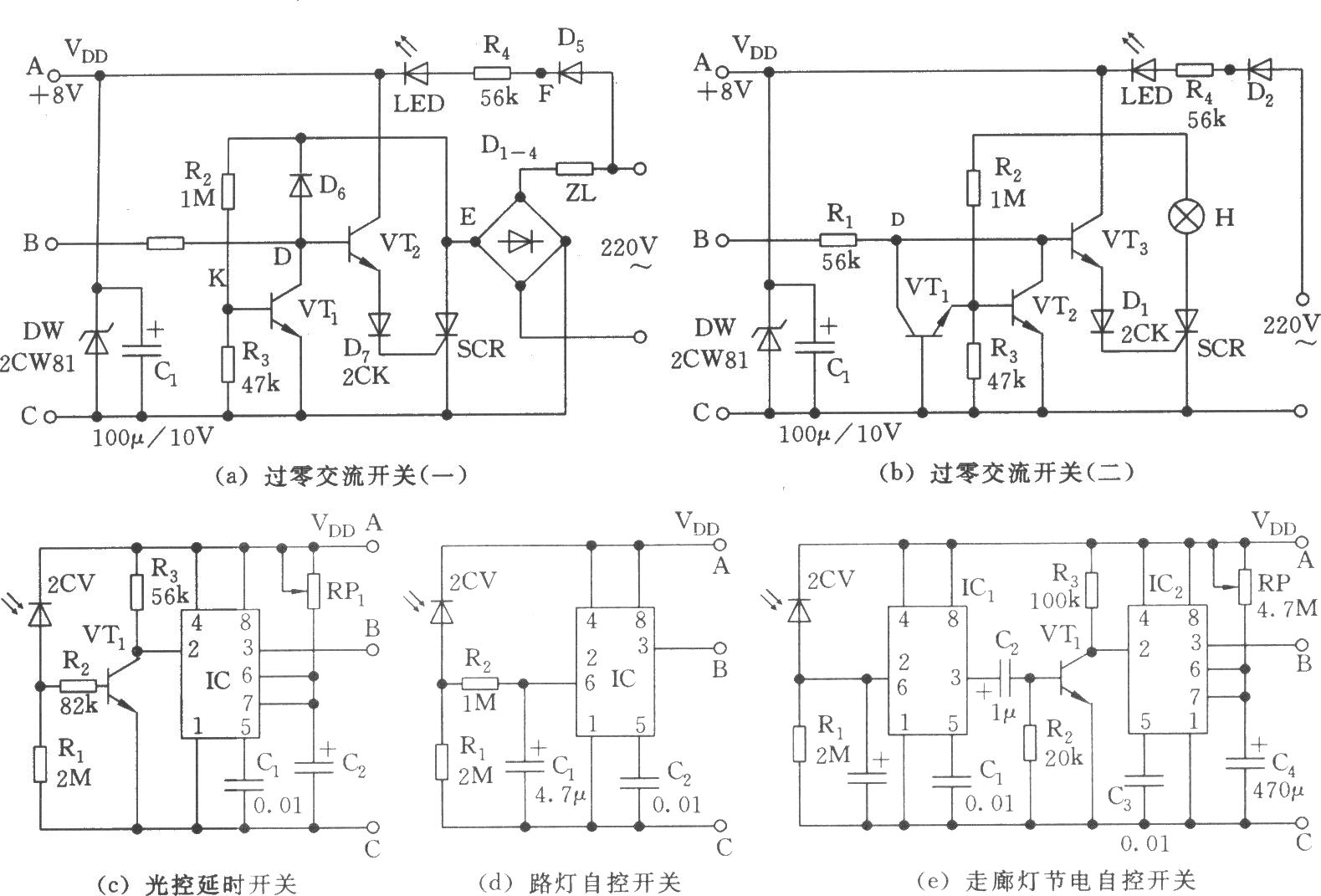 三种光控式可控硅过零开关电路_久芯网