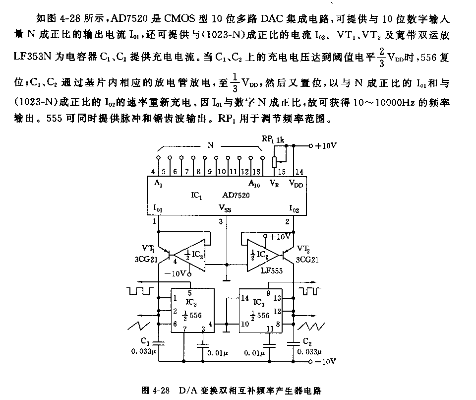 555D／A变换双相互补频率产生器电路