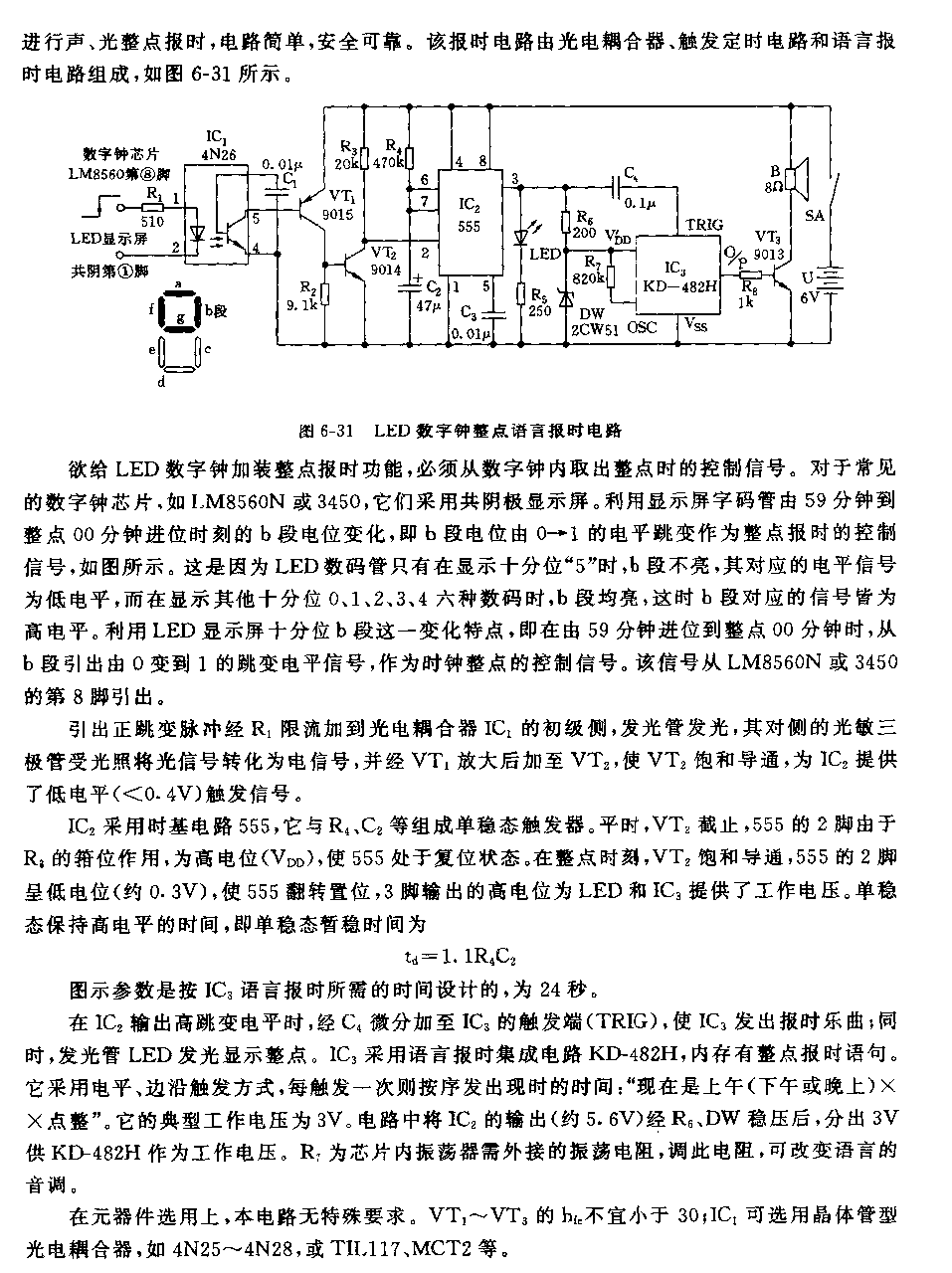 555动态显示LED数字钟加装整点语言报时电路_久芯网