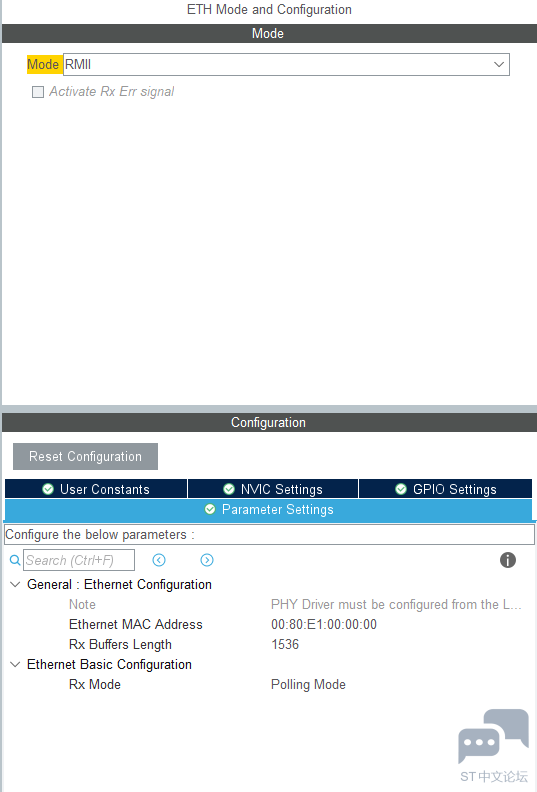 STM32cubeIDE怎么配置以太网的速率是10Mbit/s啊，PHY使用的是microchip的<a style=