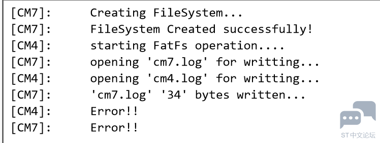 使用STM32H745I-DISCO开发板，编译FatFs_Shared_Device例程，下载后出现错误 [相关图片]