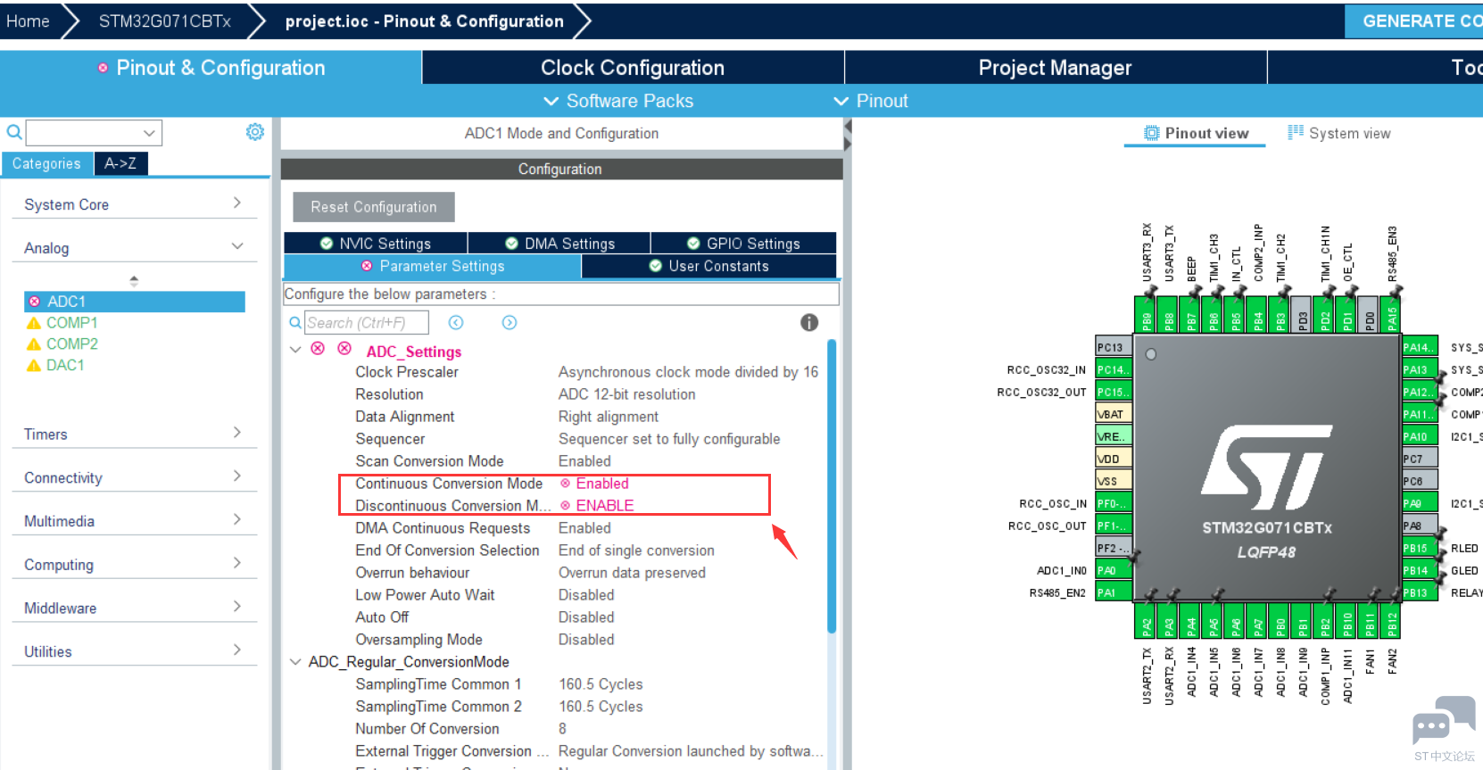 STM32CubeMX6.5.0版本对于STM32G071CB的配置BUG [相关图片]
