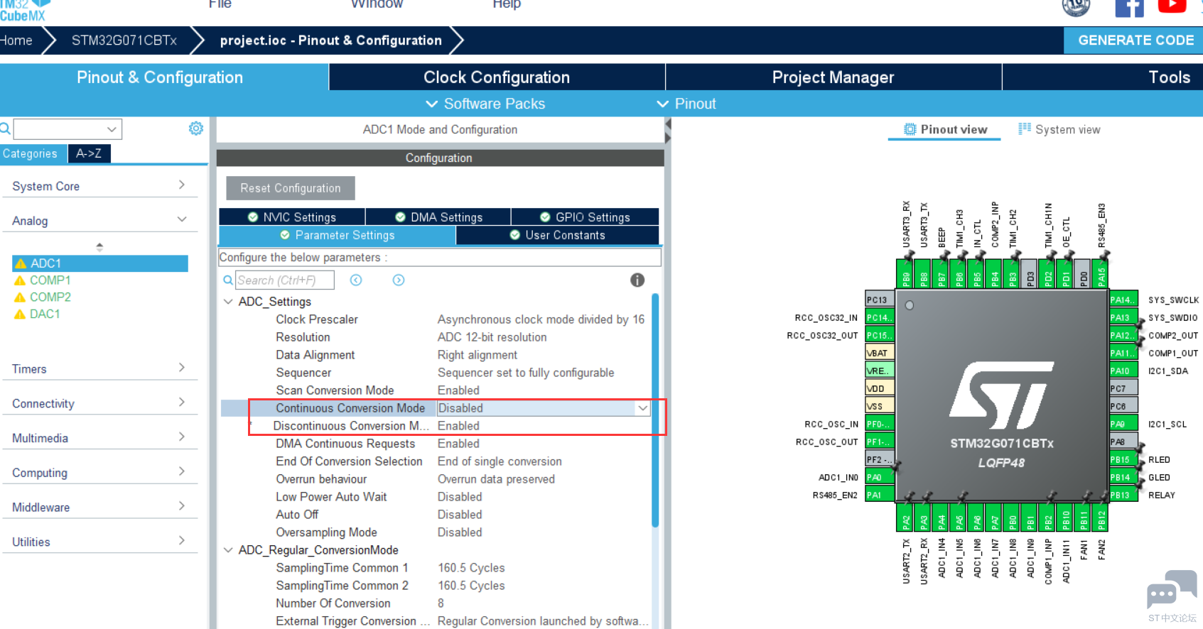 STM32CubeMX6.5.0版本对于STM32G071CB的配置BUG [相关图片]