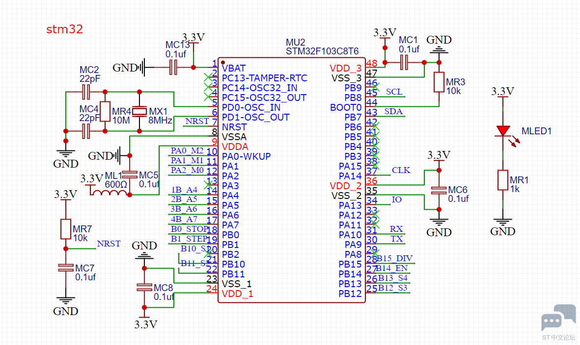 关于STM32F103C6自己绘制的pcb无法烧录的问题 [相关图片]