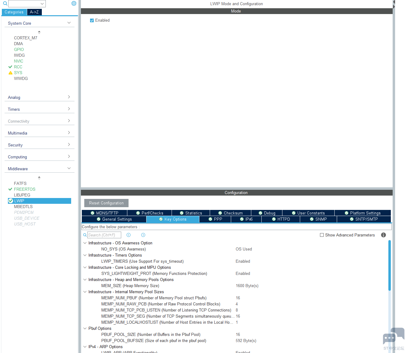 STM32F76X CUBEMX（V6.7 + V1.17）LAN8742 FreeRTOS Lwip 配置Ping不通 [相关图片]