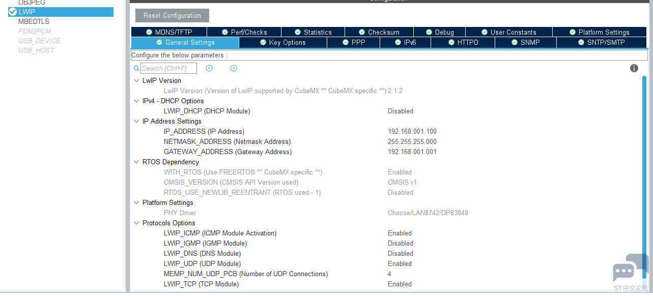 STM32F76X CUBEMX（V6.7 + V1.17）LAN8742 FreeRTOS Lwip 配置Ping不通 [相关图片]