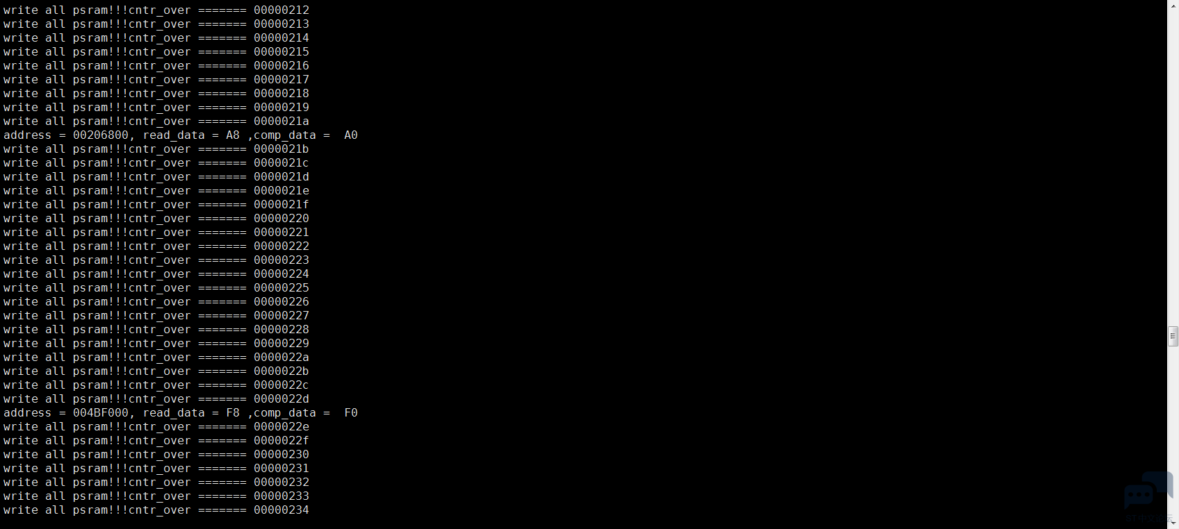 使用STM32L4P5G-DK上跑PSRAM出现数据位翻转 [相关图片]