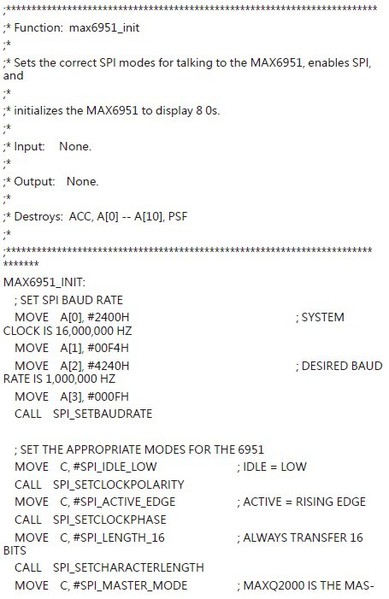 图二 : MAX6951初始化范例程式