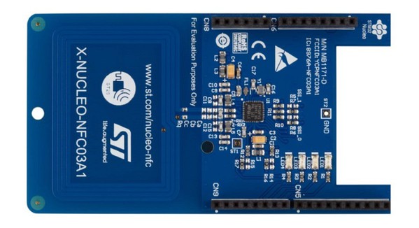 图4 : X-NUCLEO-NFC03A1读卡器评估板可扩展STM32 Nucleo板，可用于NFC，支援接近和邻近标准。（source：STMicroelectronics）